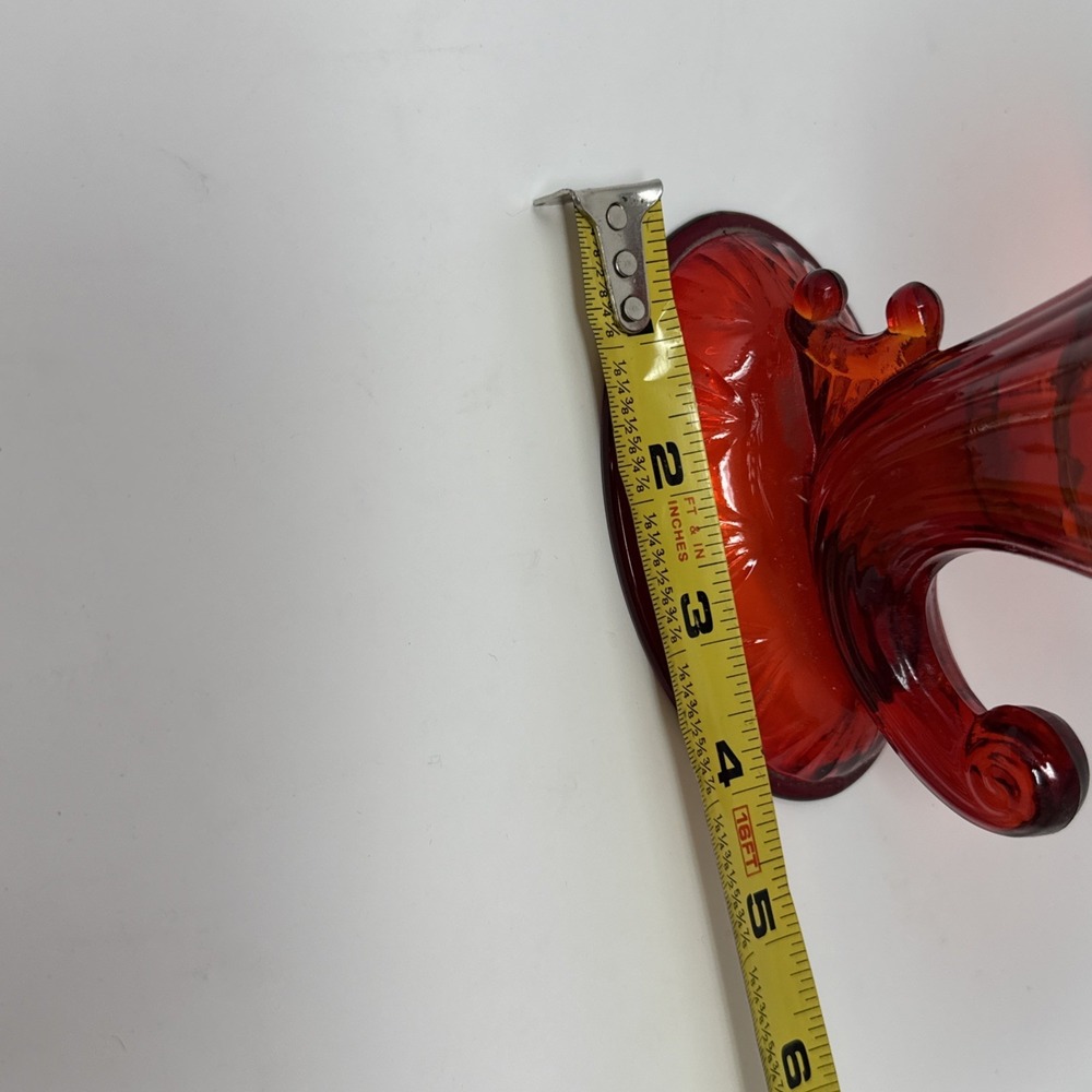 Vintage Fenton Ruby Red/Amberina Glass Cornucopia Candlestick - Picture 9 of 9